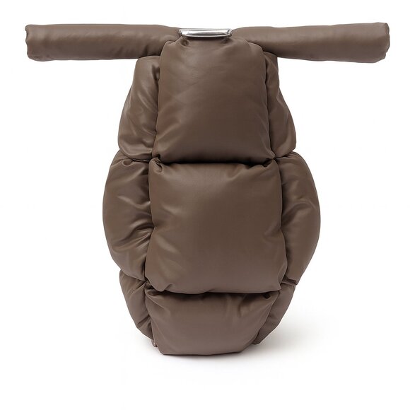 Brown Quilted Puffer Crossbody Bag – Water-Resistant Fabric, Removable Strap - Picture 8 of 8